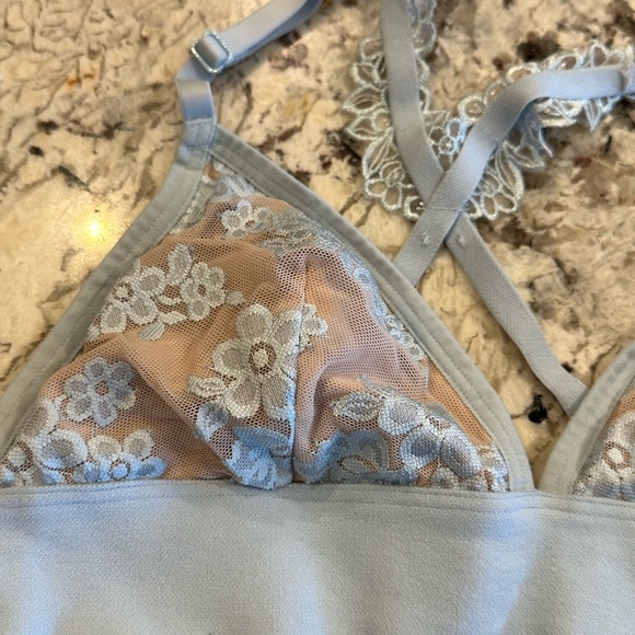 Lot of Two Pink by Victoria's Secret Blue Lace Bralettes. Both Size Large. - Picture 4 of 6